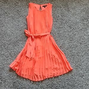 Banana Republic Coral Pleated Midi Dress